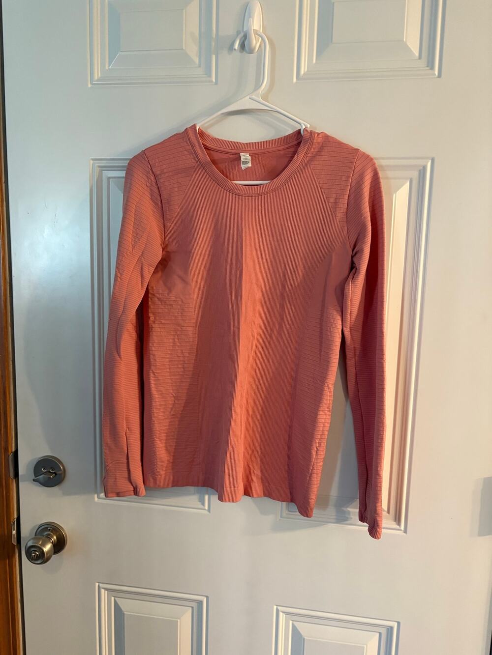 Athleta Momentum Ribbed Long Sleeve Top Pink Rose Size Small